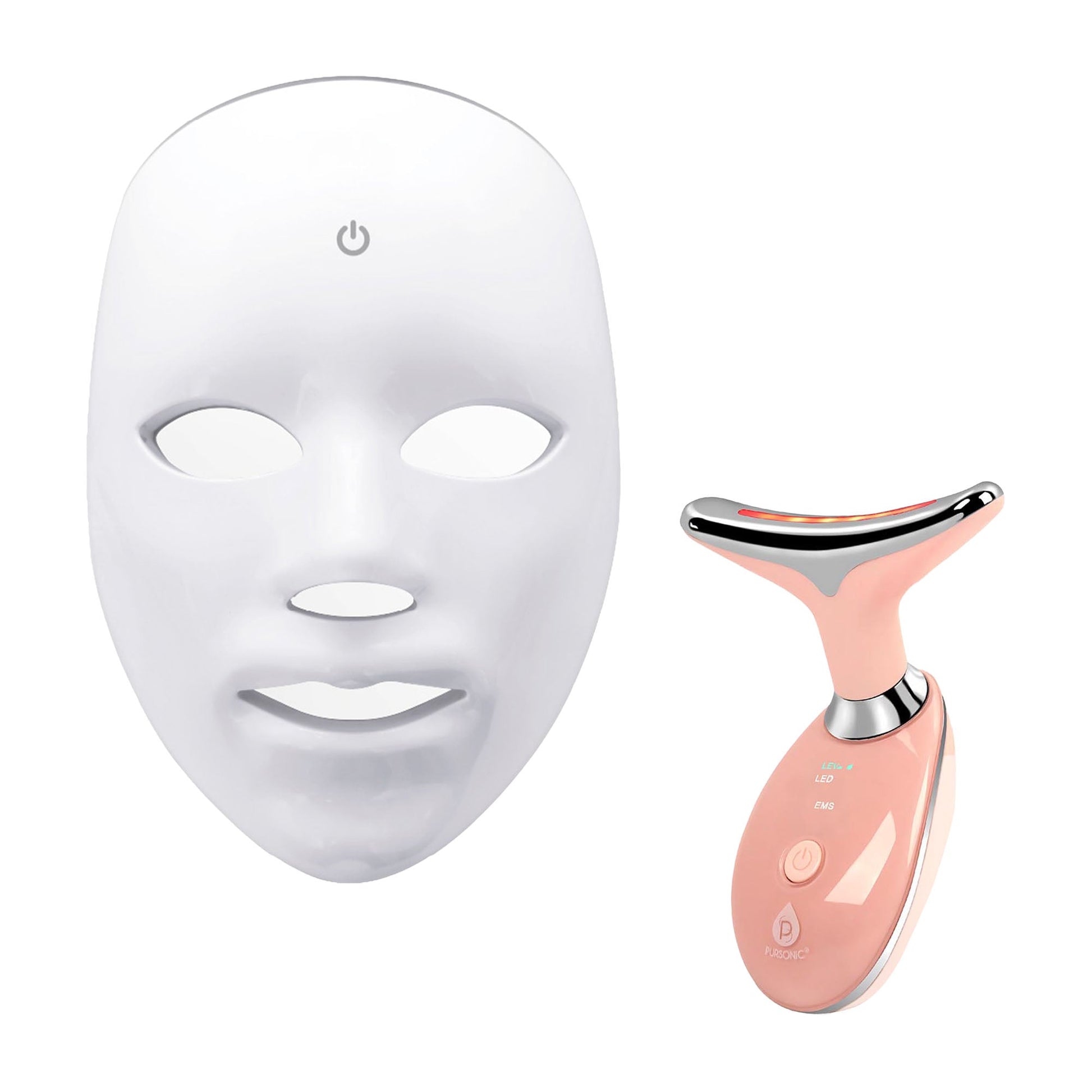 Pursonic LED Glow Set – 7-in-1 LED Light Therapy Face Mask + 7-in-1 LED Face & Neck Sculpting Wand-0