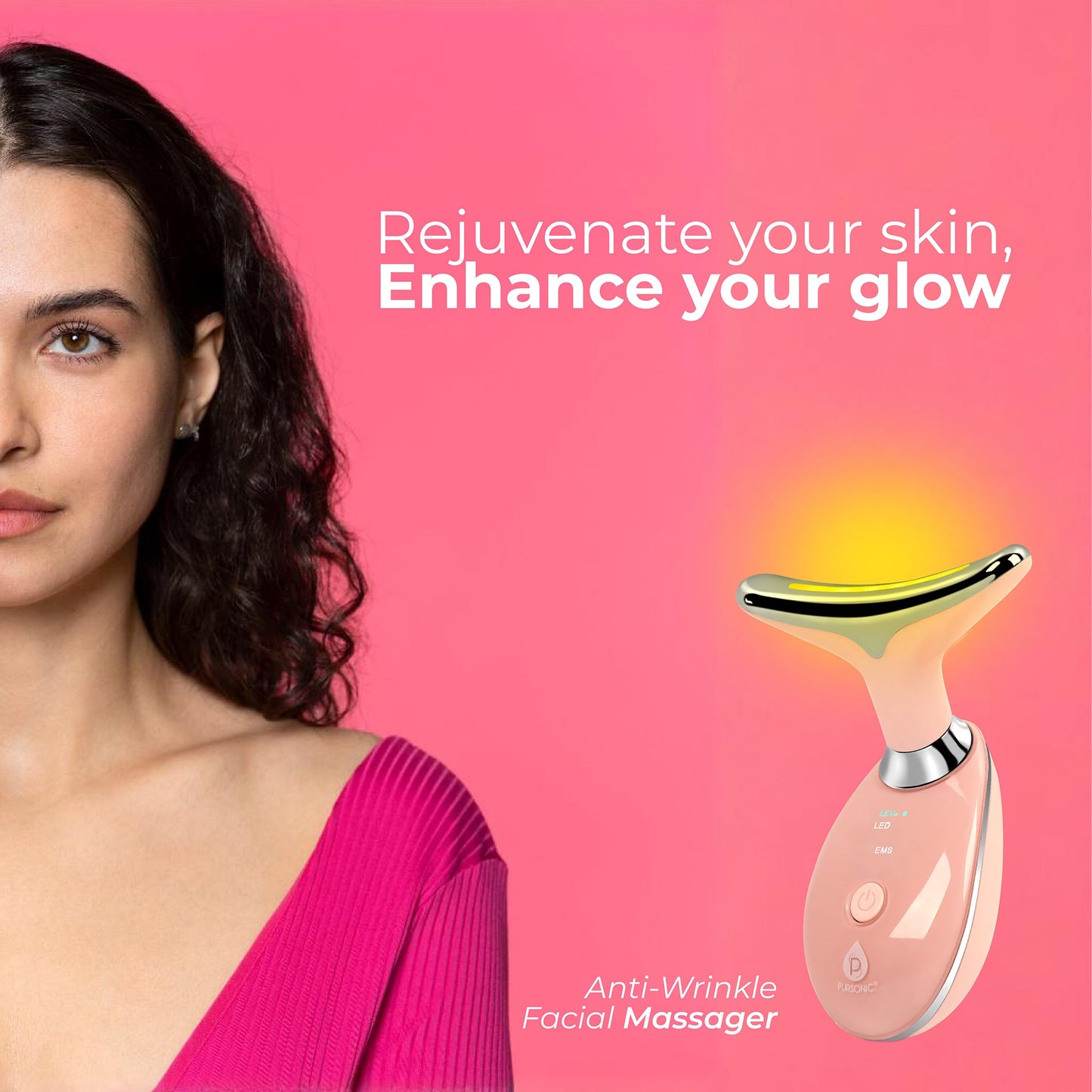 Pursonic 7-in-1 LED Light Therapy Beauty Device - Red Light Therapy Face & Neck Sculpting Wand-3