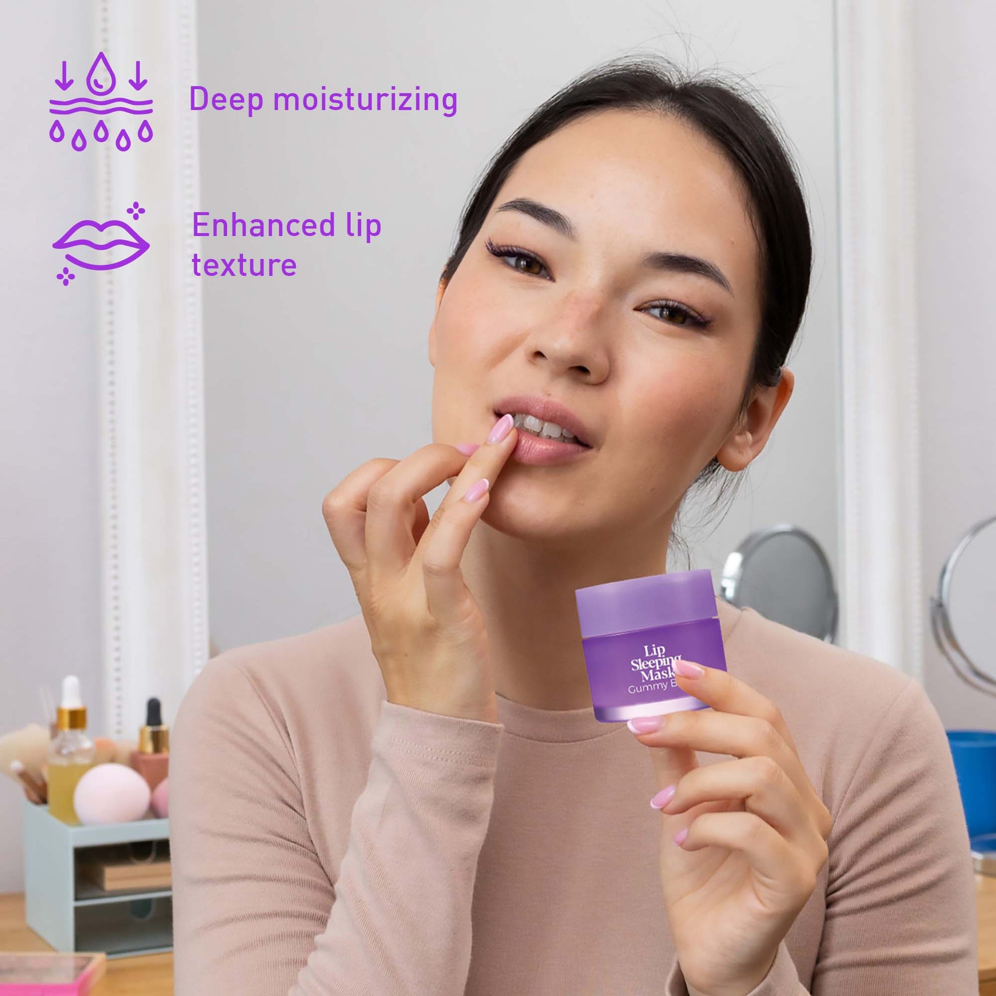 Pursonic Lip Care & Cleanse Bundle – Lip Sleeping Mask (Gummy Bear & Fresh Mint) + Makeup Removal Wipes (60-Count)-1