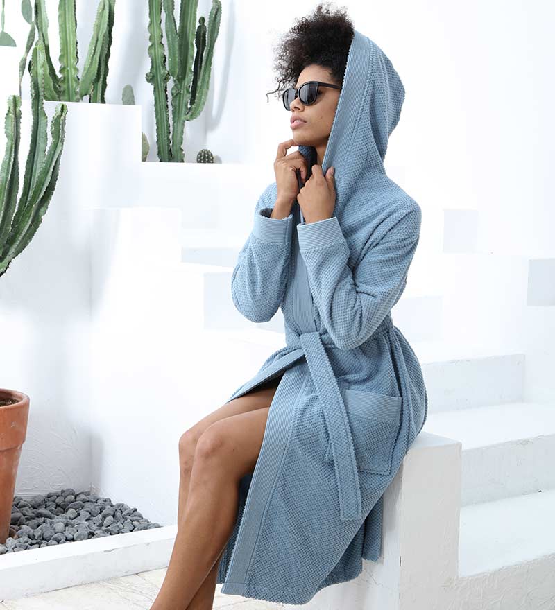 Women's Hooded Turkish Cotton Terry Cloth Robe-4