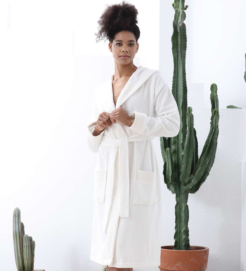 Women's Hooded Turkish Cotton Terry Cloth Robe-7