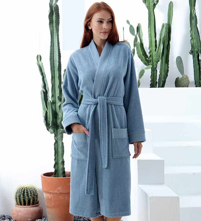 Women's Turkish Cotton Terry Kimono Robe - Luxurious Terry Cloth Bathrobe-5