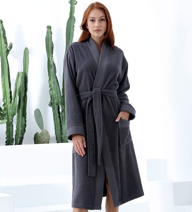 Women's Turkish Cotton Terry Kimono Robe - Luxurious Terry Cloth Bathrobe-6