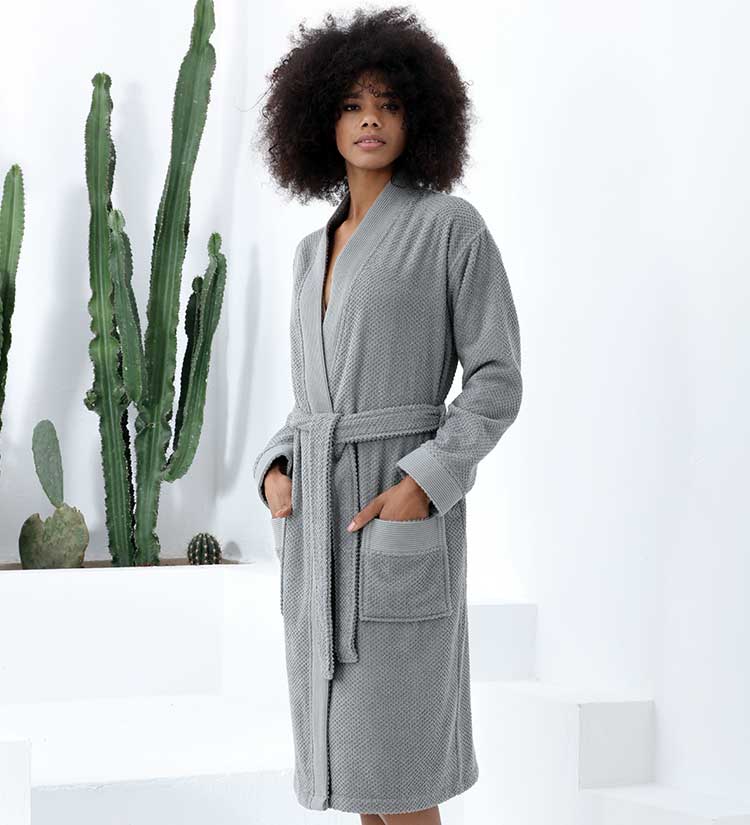 Women's Turkish Cotton Terry Kimono Robe - Luxurious Terry Cloth Bathrobe-7