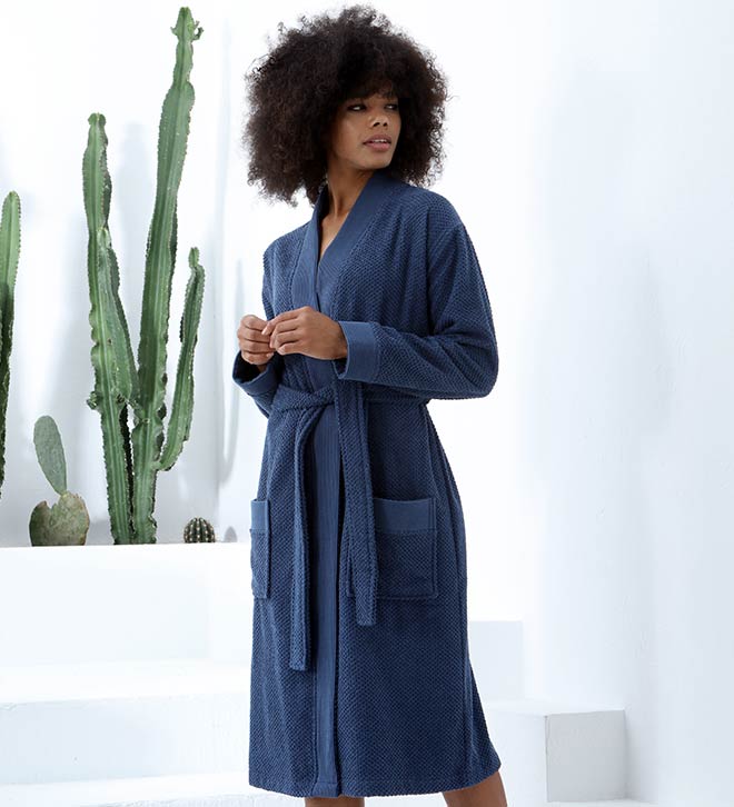 Women's Turkish Cotton Terry Kimono Robe - Luxurious Terry Cloth Bathrobe-8