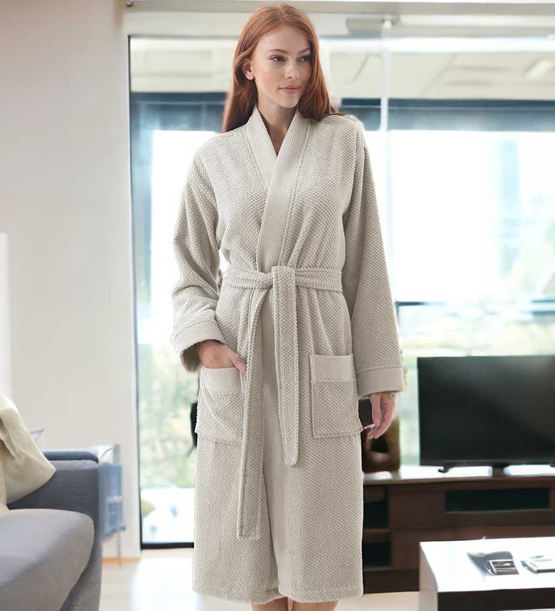 Women's Turkish Cotton Terry Kimono Robe - Luxurious Terry Cloth Bathrobe-10