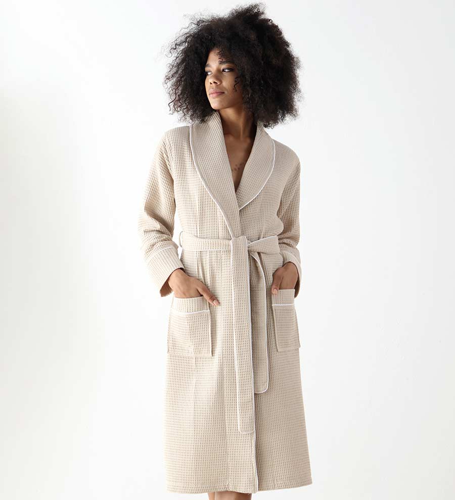 Women's Full Length Waffle Hotel Robe-5