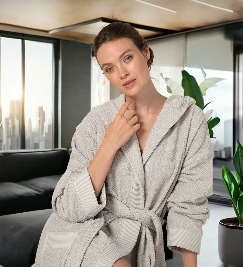 Women's Hooded Turkish Cotton Terry Cloth Robe-9