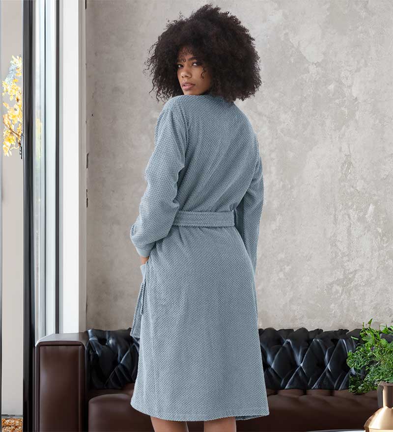 Women's Turkish Cotton Terry Kimono Robe - Luxurious Terry Cloth Bathrobe-2
