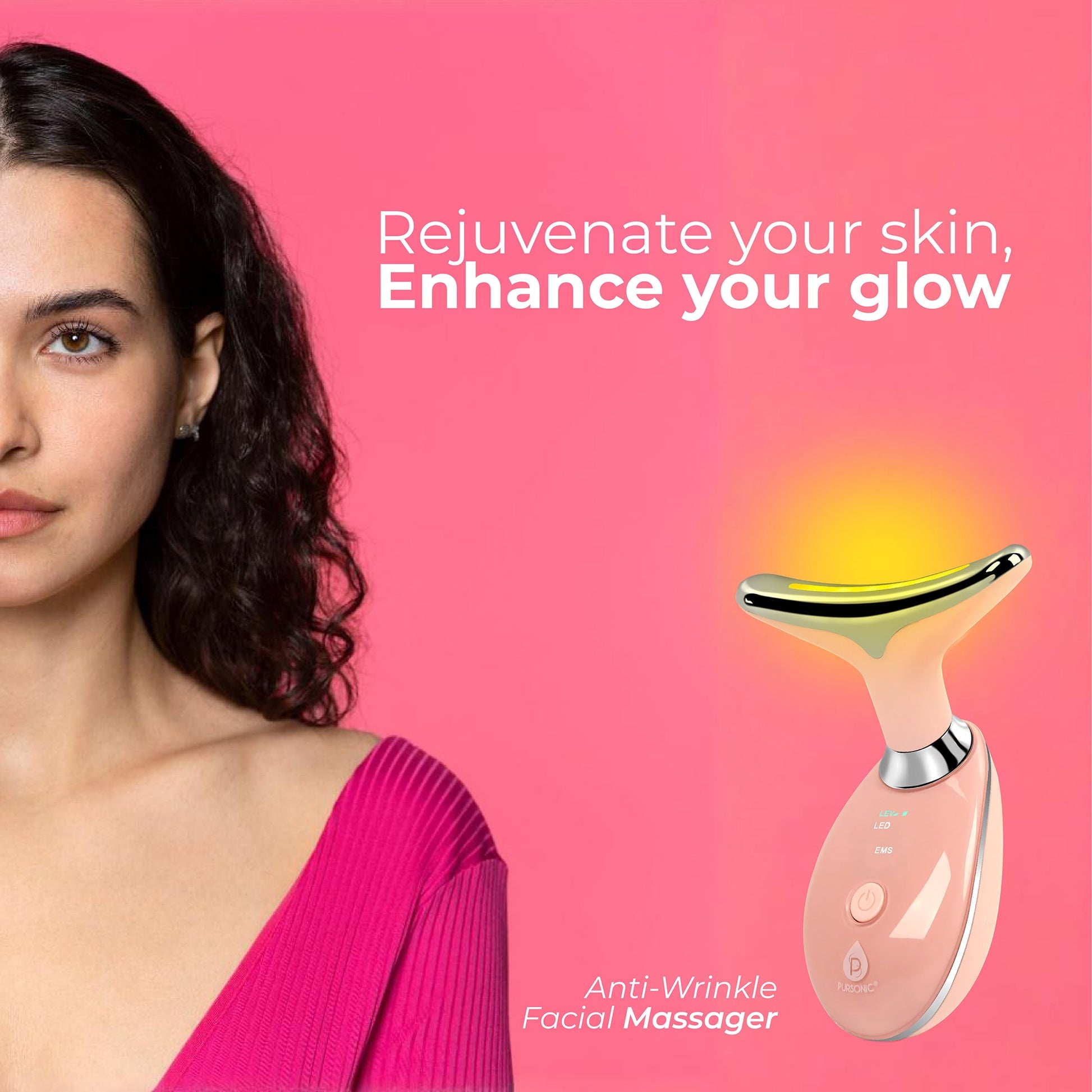 Pursonic 7-in-1 LED Light Therapy Beauty Device - Red Light Therapy Face & Neck Sculpting Wand-3