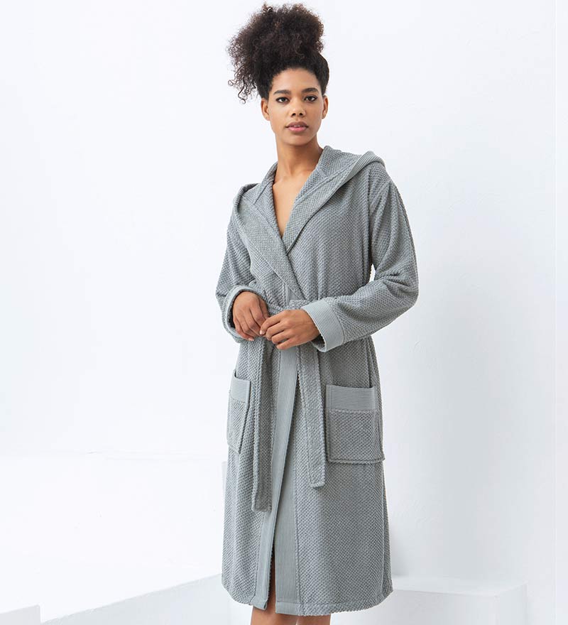 Women's Hooded Turkish Cotton Terry Cloth Robe-6